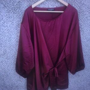 Lane Bryant Burgundy Tie-Front Tunic Top